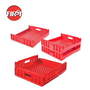 Storage Bread Tray Plastic Stackable Mesh Turnover Crates with Silk Printing Logo