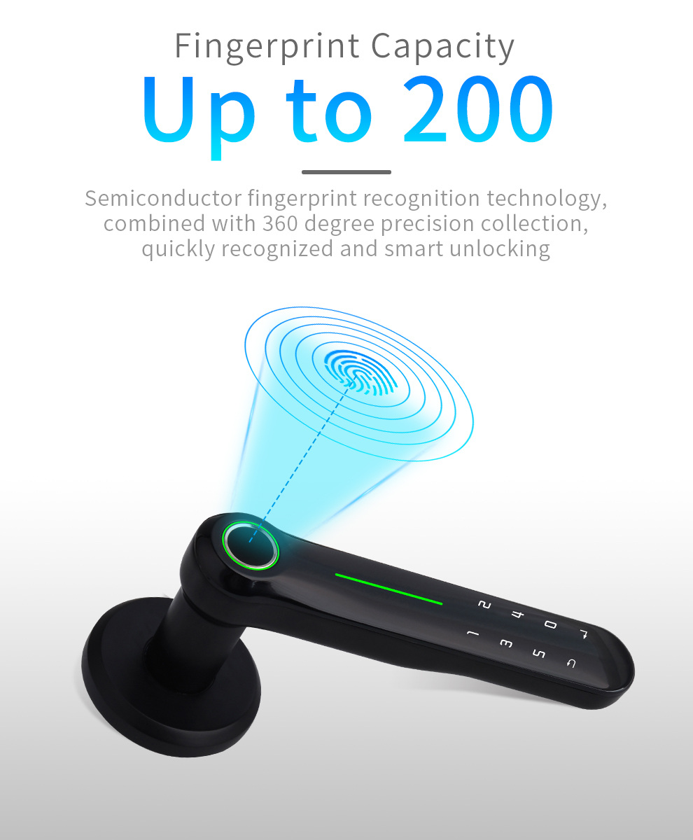 200 Fingerprint Intelligent Door Lock Tuya Bluetooth Deadbolt