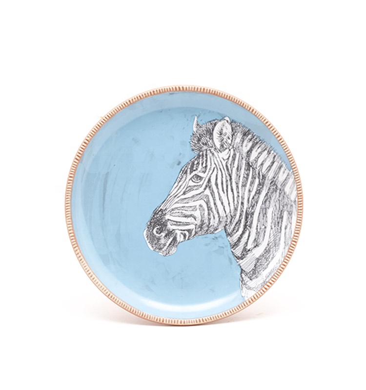 Animal Zebra Tiger Printing Stoneware Plate For Kids Heath Ceramics Dinner Plates
