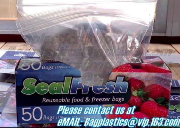 Lock Fresh, Seal Fresh, Slider Zipper Bags, Freezer Bags, Food Grip Seal,
