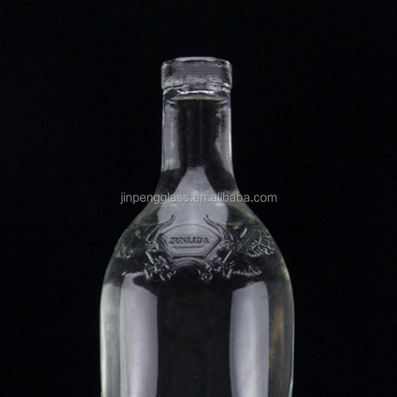 750ml Super Flint Round Shoulder Square Based Rum Vodka Liquor Glass Bottle With Cork