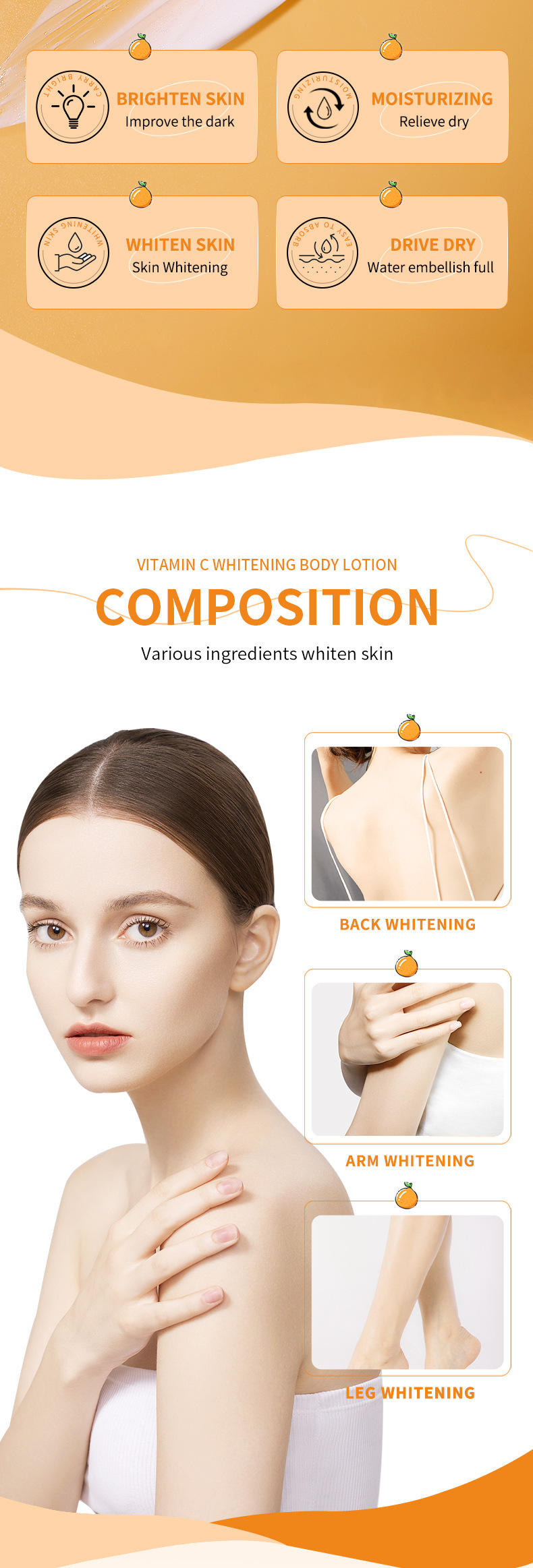 Custom Private Label Organic White Body Lotion Remove Spots Body Moisturizing Milk Whitening For Black Skin
