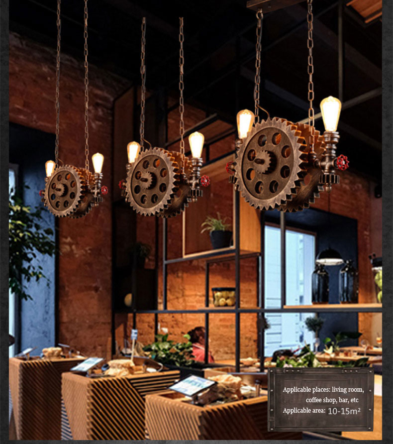 Vintage Loft Pendant Lamps Gear Clain Lights Water Pipe Arm Bar Restaurant Industry lamp(WH-VP-196)