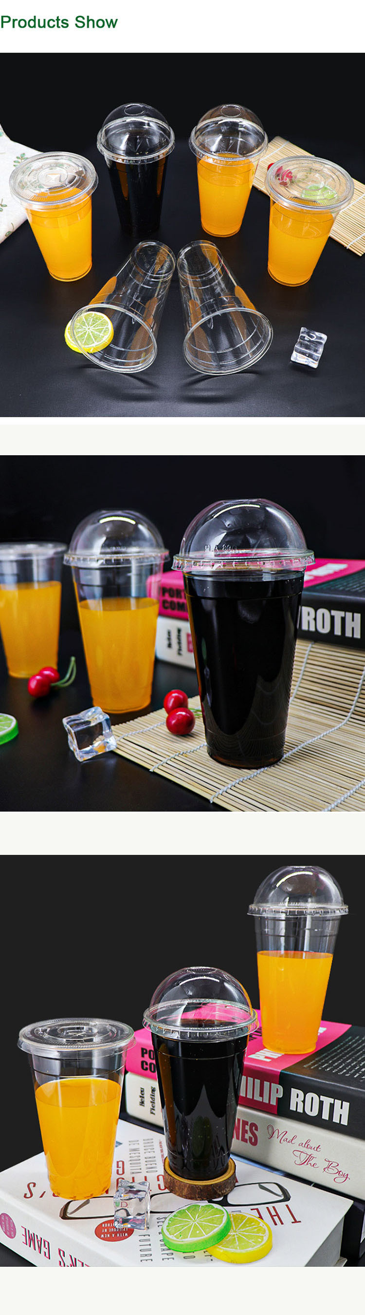 8OZ 12oz 16oz 20oz 24oz Bubble Tea Boba Beverage Coffee Clear PLA Cup