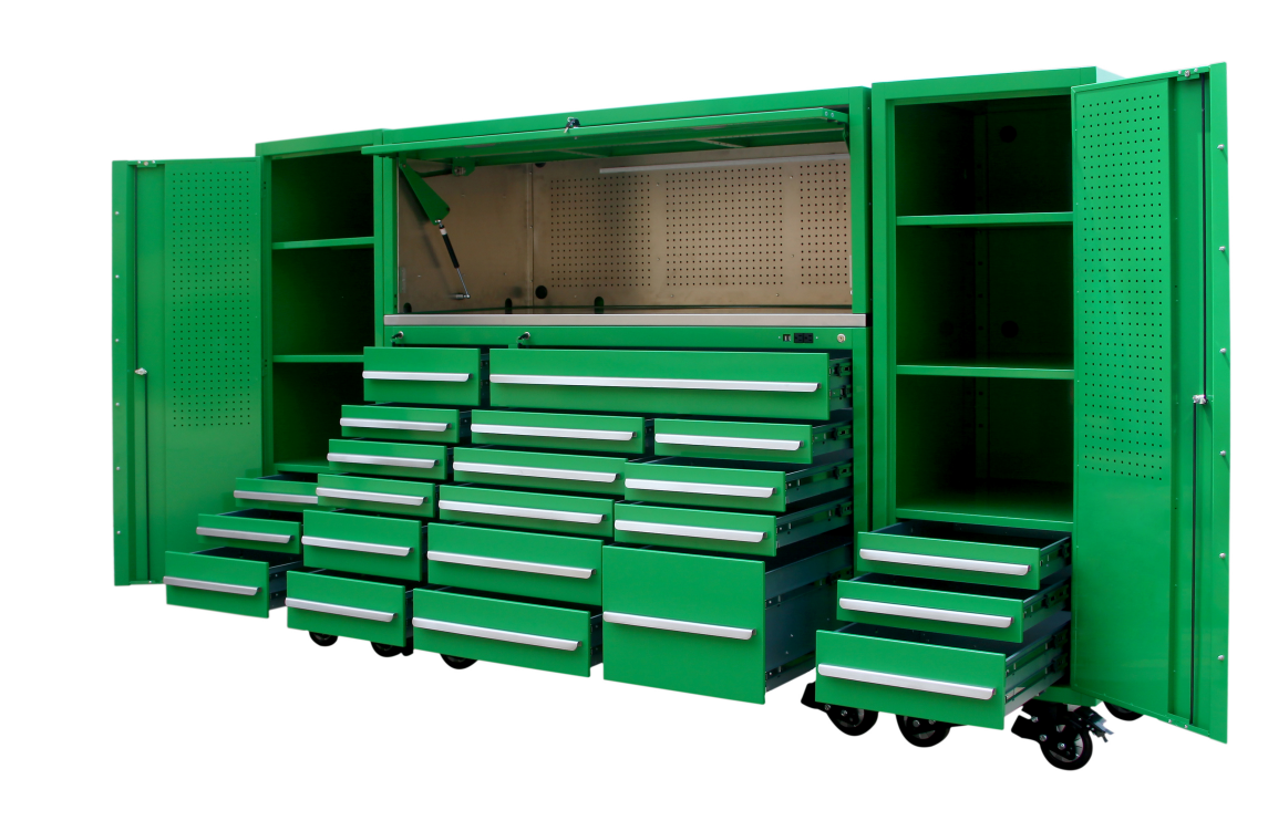 Efficiently Store Your Tools with this Durable Stainless Steel Cabinet and Trolley