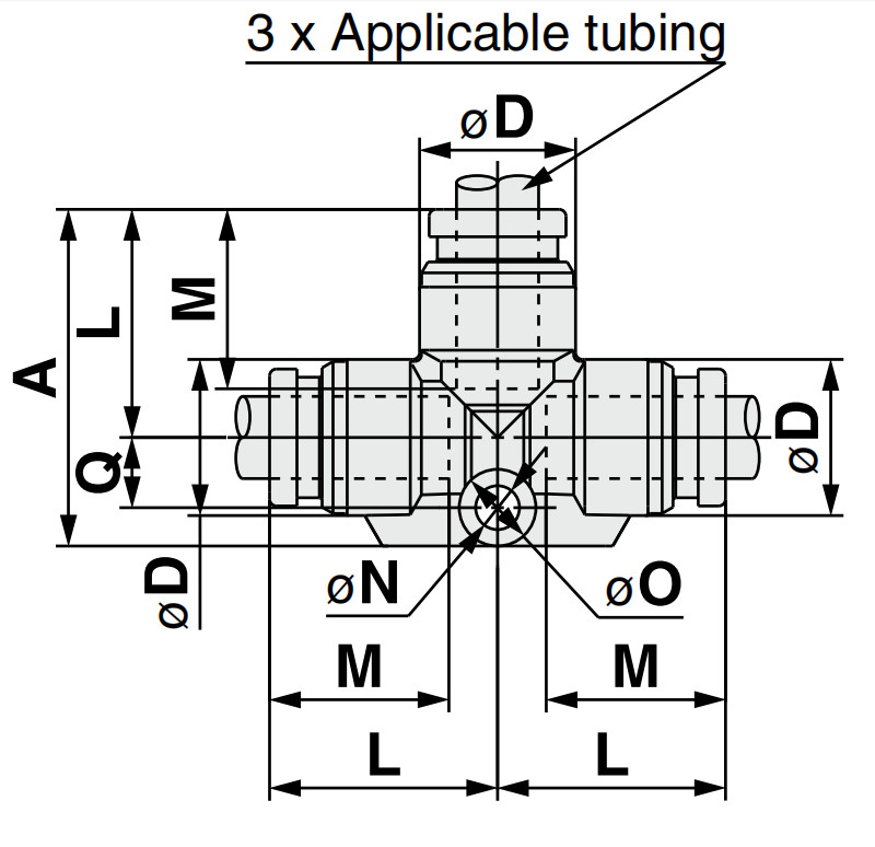 SMC KQG2T04-00 One Touch Fittings Union Tee Couplings Single Action