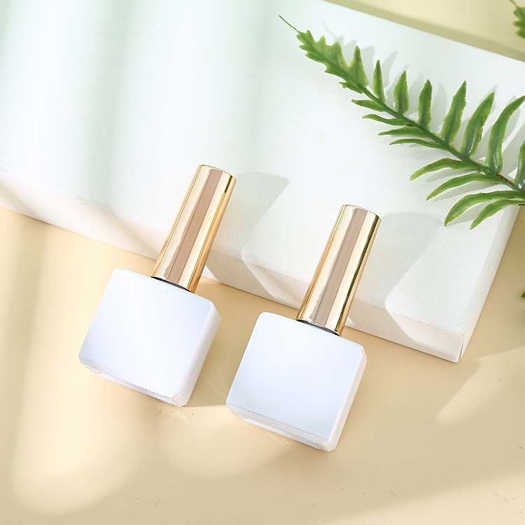 Glass Body 15ml Cute Nail Uv Gel Polish Bottle With Dupont Brush High End Printer Custom Round Empty From Glass Packaging