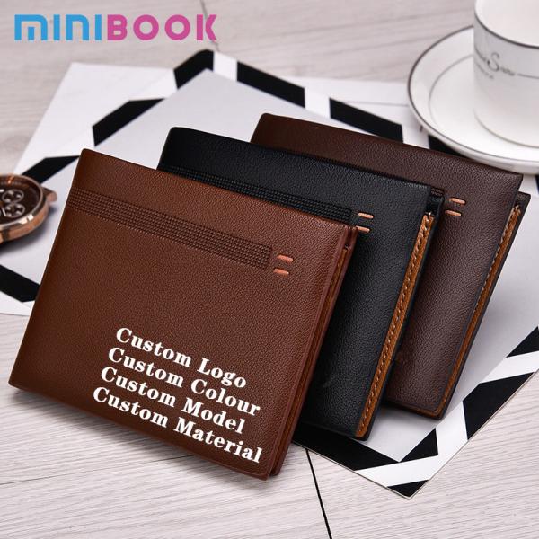 Custom Logo Leather Wallet for Men Designer Luxury Slim Clamshell Carteras