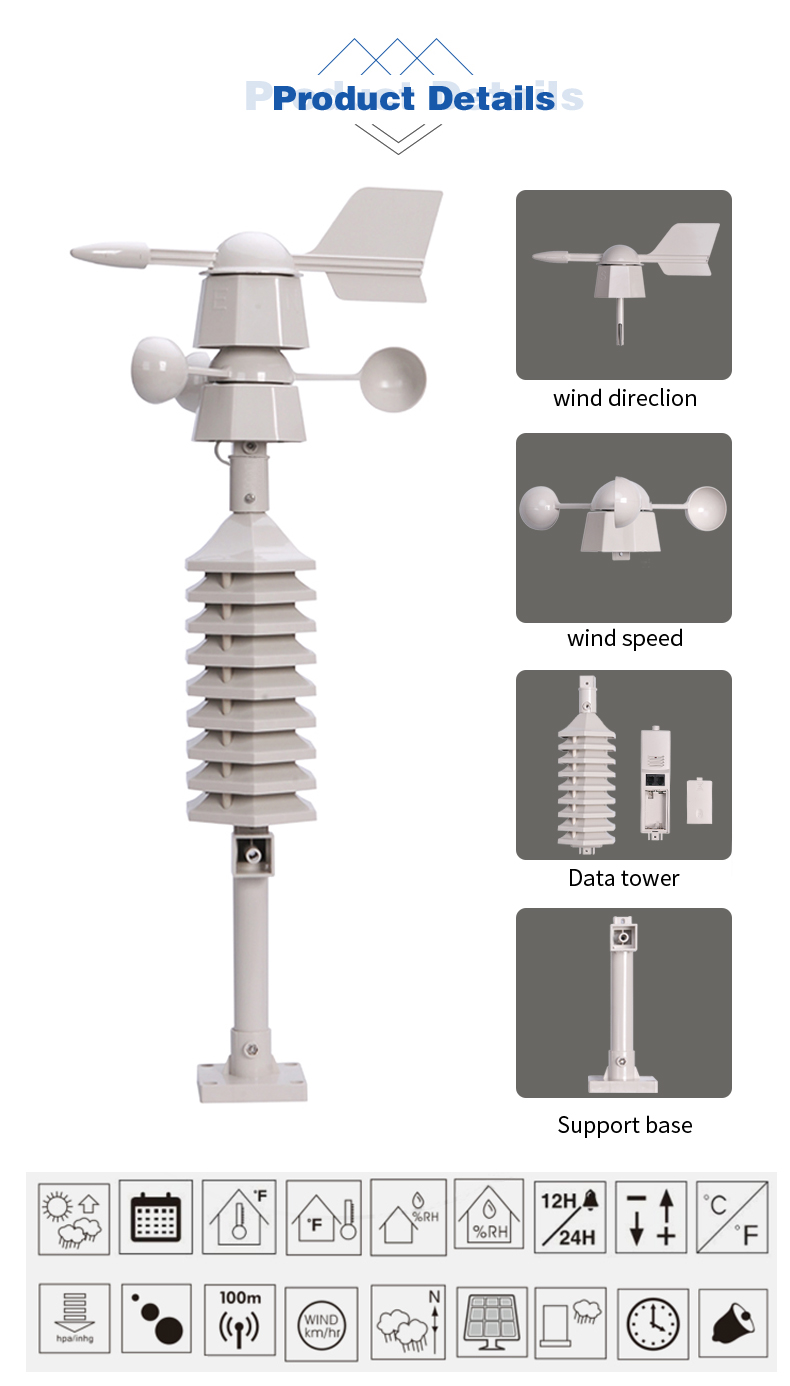 Wireless Outdoor Weather Station With Wind Direction And Speed Tester 433 Frequency