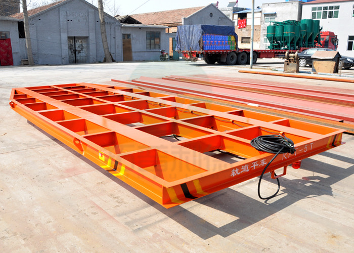5t automobile flat bed rail transfer bogie running on steel rail in painting blasting room
