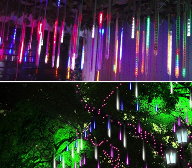led meteor shower rain tube lights