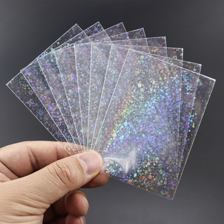 Rainbow OPP Womens Credit Card Holder , Holographic Star Baseball Card Sleeves