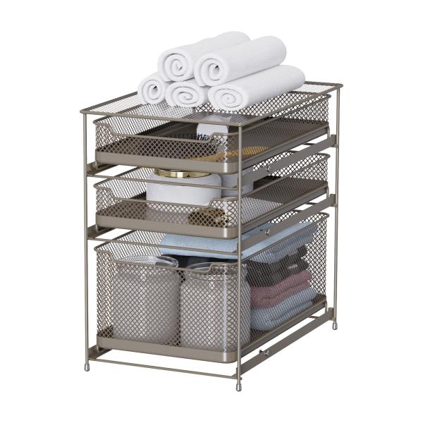 Sustainable Multifunctional Stackable Metal Wire Storage Basket Under Sink