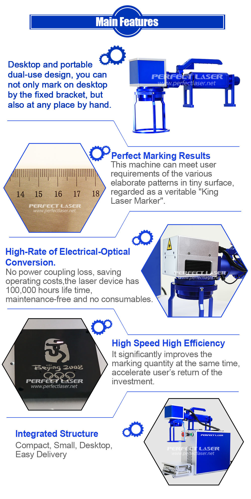 50W Desktop Hand held Laser Marking Machine PEDB - 400H 220 Operating voltage