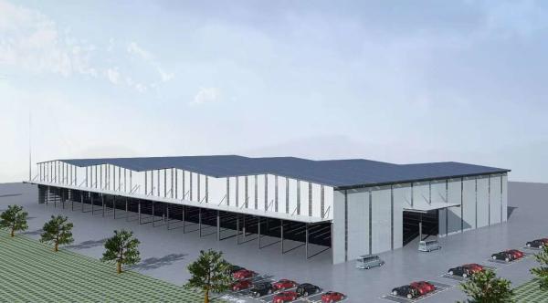 Painting Logistics Building Low Carbon Structural Steel Warehouse With Single