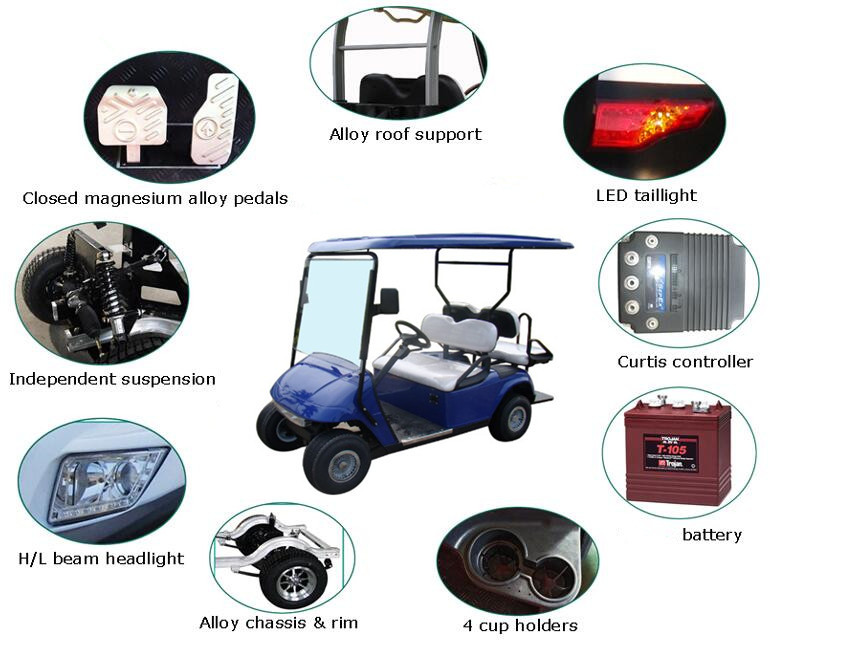 Direct Supply 48V 4 Passenger Classic Electric Golf Carts With 2 Rear Foldable Seat