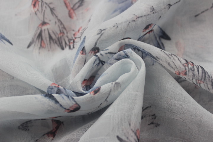 Women Fashion Ruffle Sleeve Chiffon Blouse Flower Printing Color Polyester Material