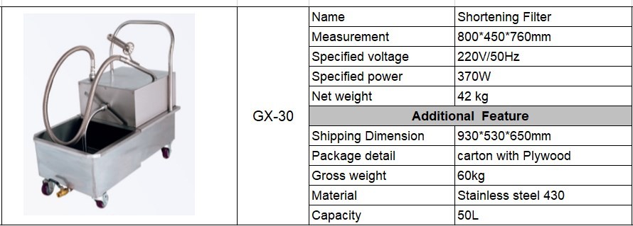 220V 50L Oil Filter Machine Shortening Filter For Restaurants