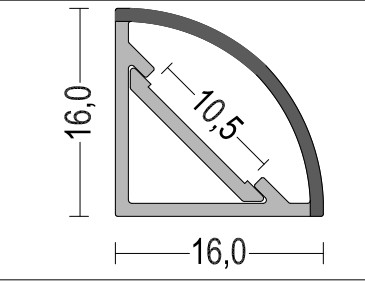 6063 IP65 16*16mm LED Aluminum Extrusion 90 Degrees Corner