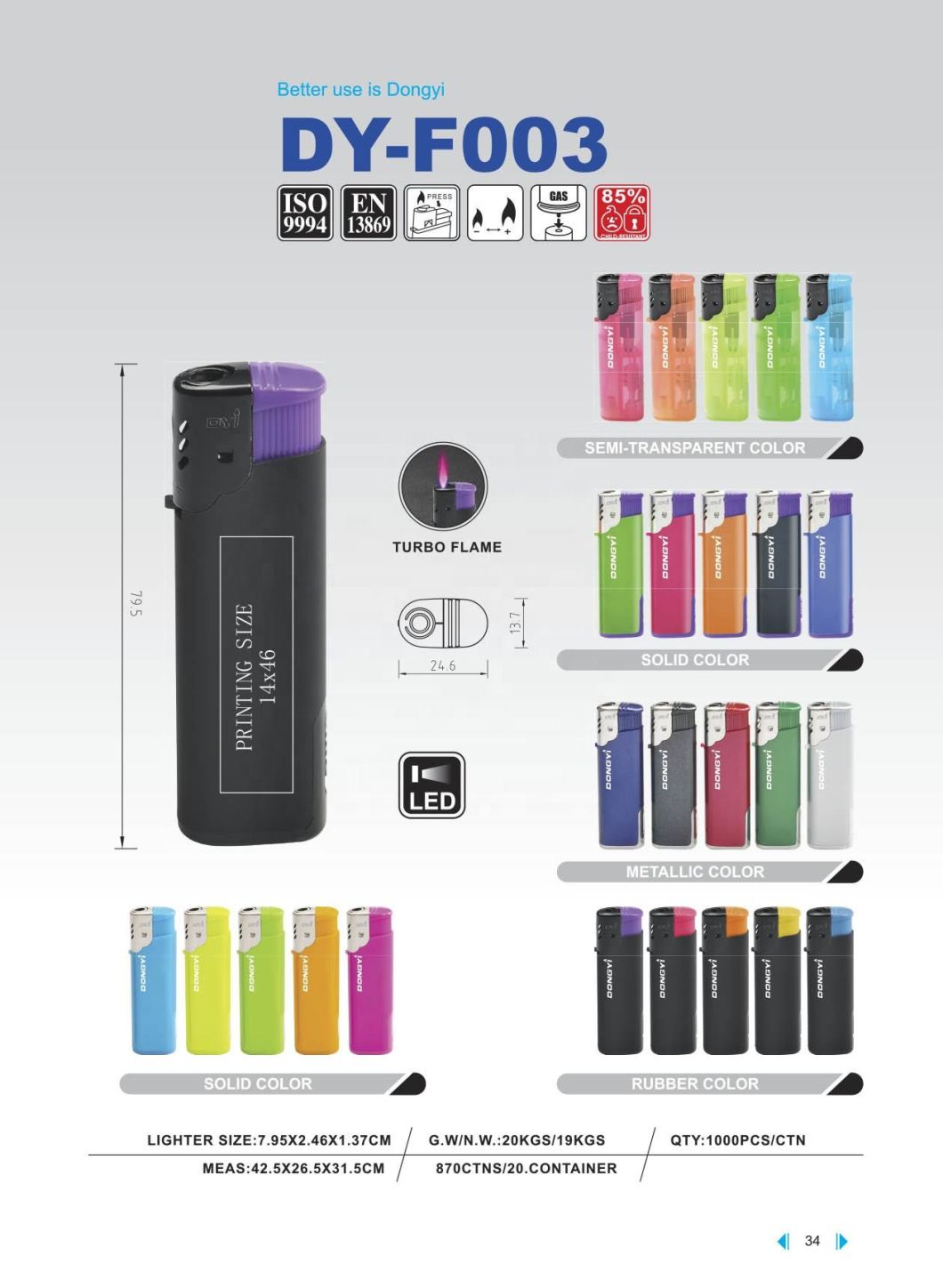 Men&prime;s Gift of Dy-F003 Electronic LED Lamp Refillable Windproof Gas Lighter
