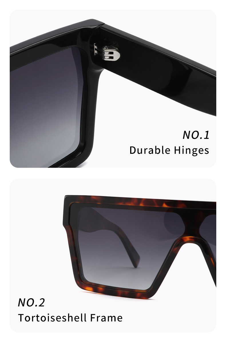 Flat Top Large Frame Sunglasses One Piece Uv400 Oversized Square Sunglasses