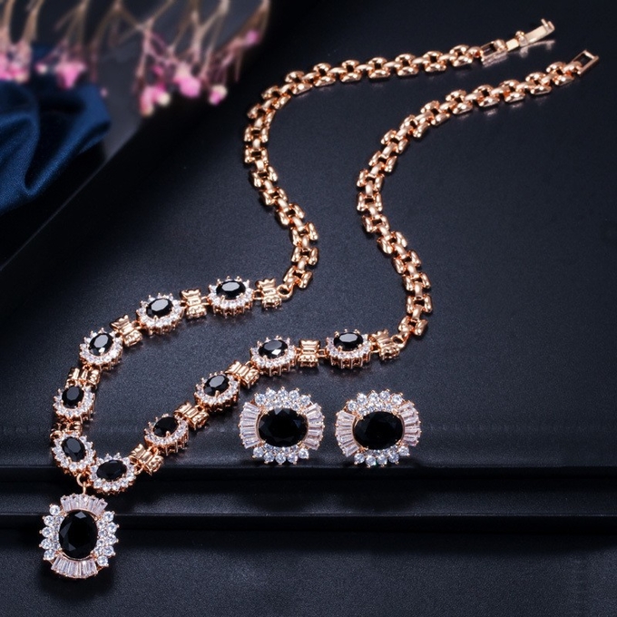 CZ Pendant Necklace for Women Necklace Bracele Earring Ring Jewelry Wedding Jewelry Sets For Brides
