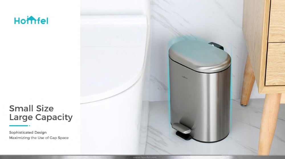 ODM Stainless Steel rounded rectangle Foot pedalTrash Can With Soft Close Lid ktichen trash bin
