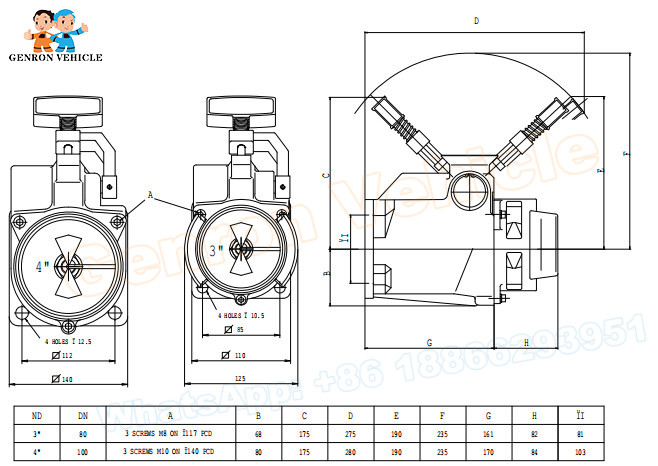Discharge Valve Truck Trailer Spare Parts European Design 3'' API Adaptor Valve