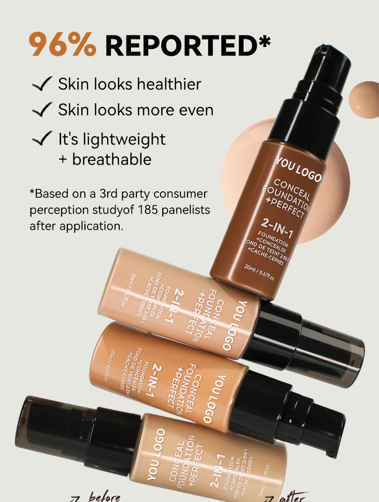 Wholesale High Quality Whitening Cream Private Label Makeup Liquid Foundation Full Coverage Waterproof for Women