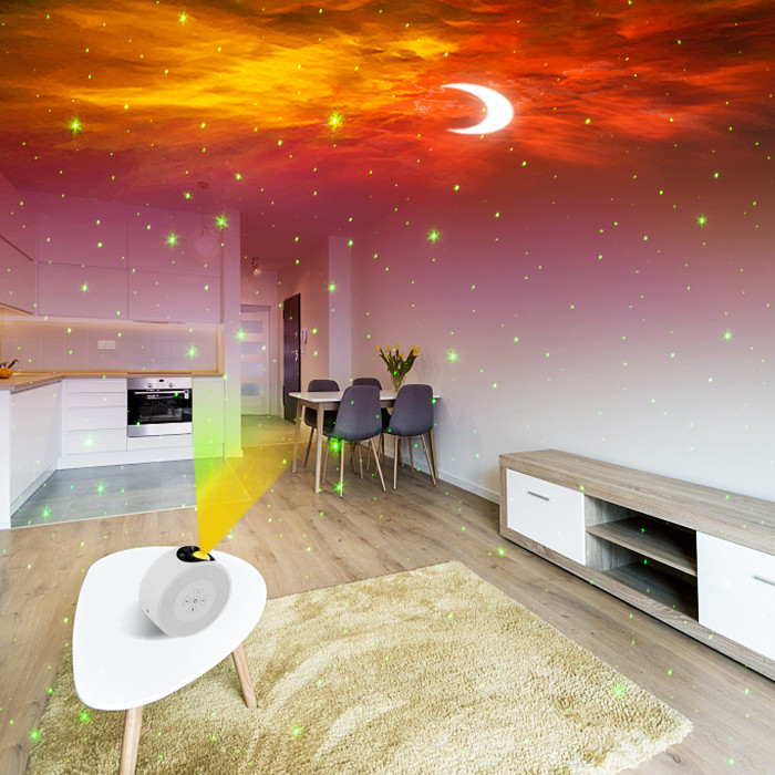 5V 2A USB Moon And Stars Night Light Projector Voice Control