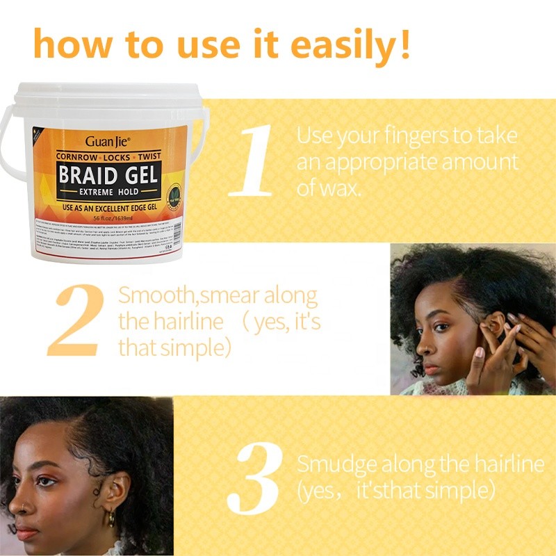 56oz Customized Label Big Size Braiding Gel Shine Jam For African Frizz Control Perfection Hair Long-lasting Styling Twist Gel