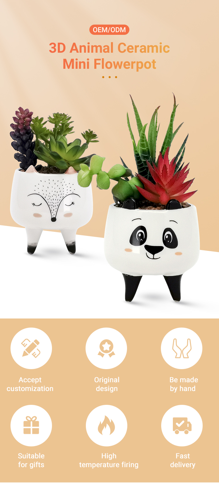 3d Animal Instagram Ceramic Mini Succulent Plant Flower Pots Customized