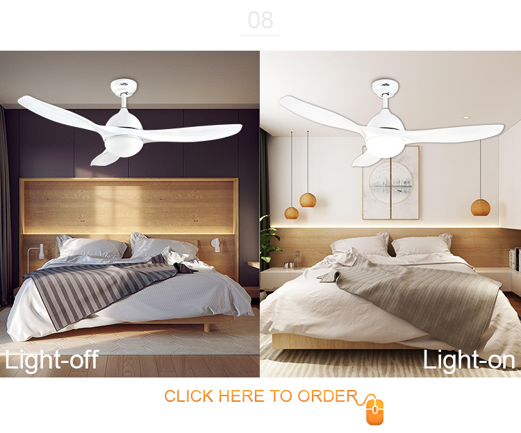 CCC Certified 1stshine White 220V DC Motor 5 Speeds Remote Control LED Ceiling Fan for Home Office