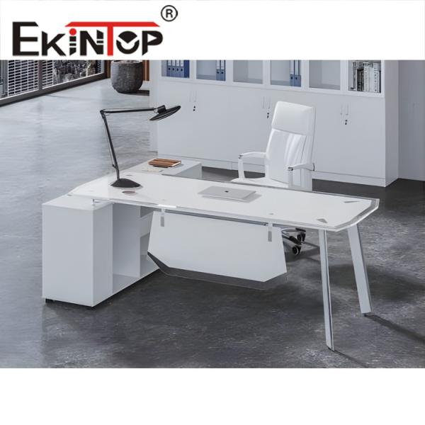 Quality Modern Office Tempered Glass Table Large Rectangle Glass Desk SGS for sale