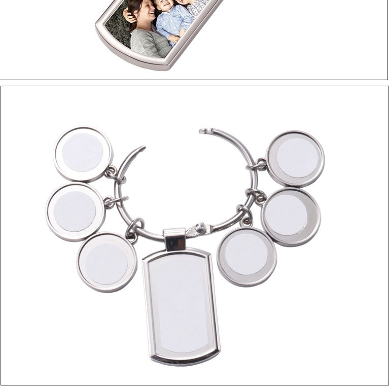 Custom Promotional Gift Keychain Blank Design Sublimation Charms Set Keychains With 3 Tags
