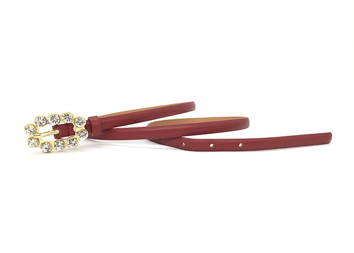 Lady Waist Genuine Leather Rhinestone Belt With Diamond Buckle