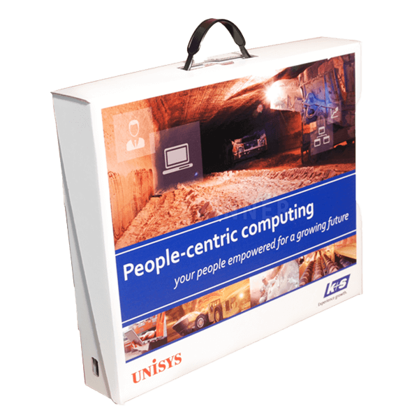 Ecofriendly Recycled Cardboard Mailer Boxes Briefcase With Handle Ribbon Custom Printed
