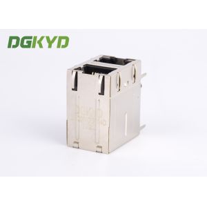 Gigabit Ethernet Modular Jack 2 Port RJ45 Connector 2x1 Offset St / Jk With Leds