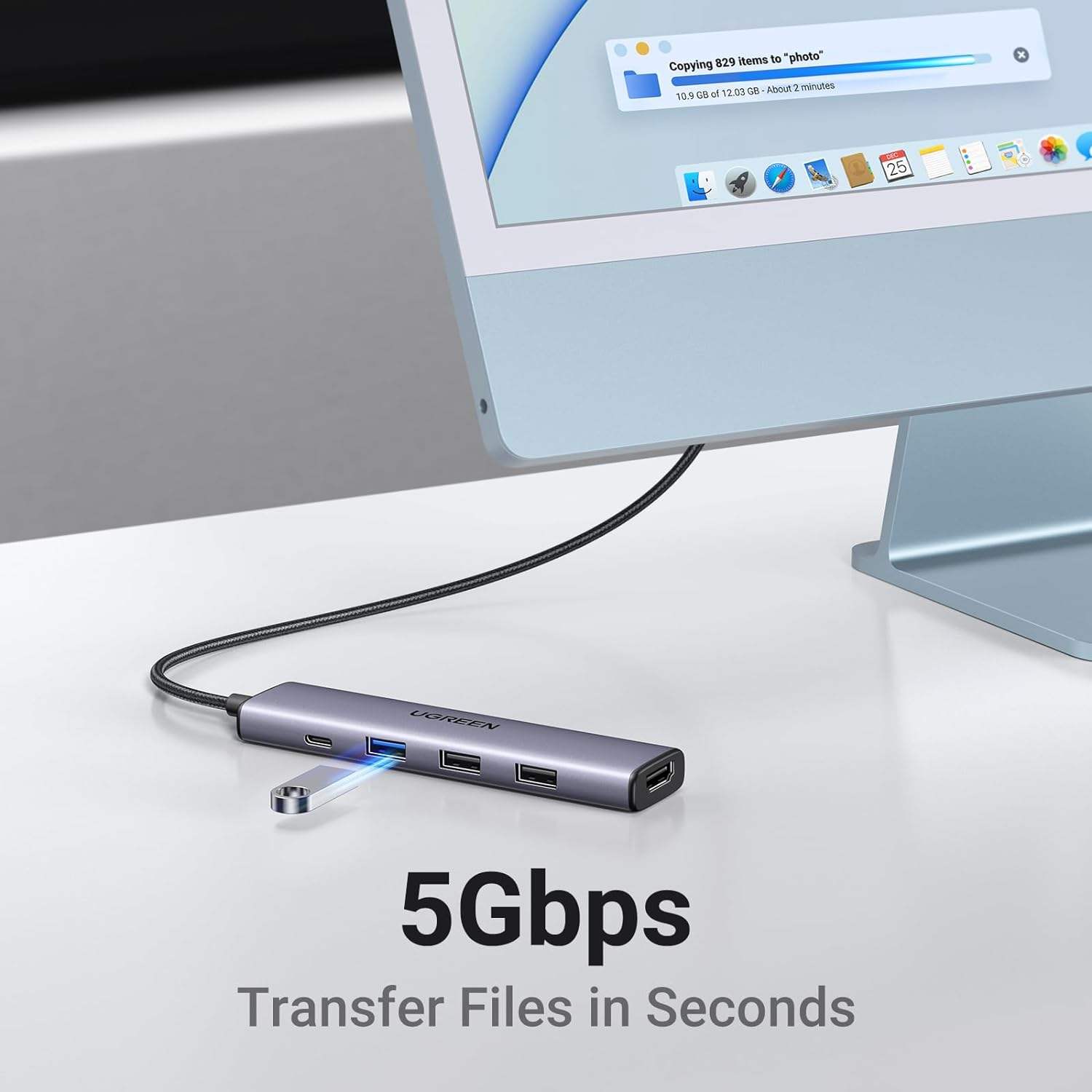 Revodok 105 USB C Hub 5 in 1 Multiport Adapter 4K-HDMI, 100W Power Delivery, 3 USB-A Data Ports, USB C Dongle