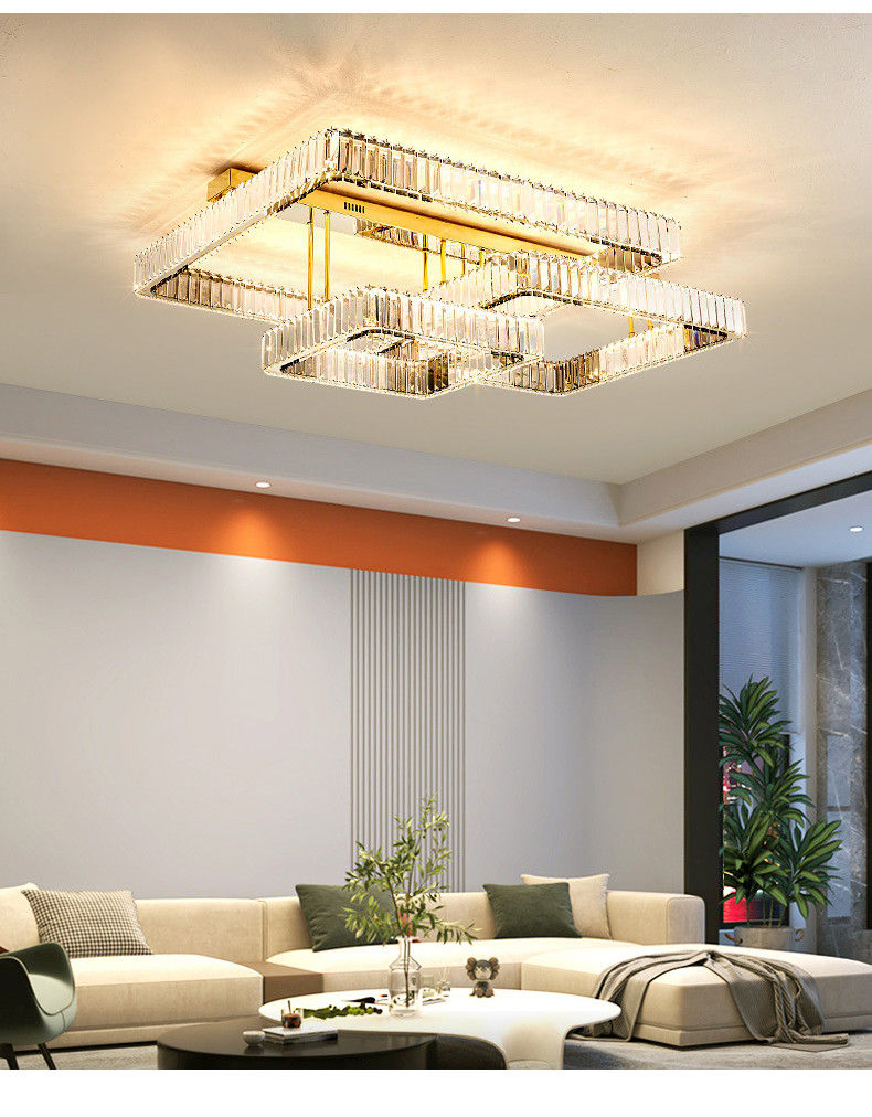 Luxury Living Room Smart Led Chandelier Modern Hall Glossy K9 Crystal Ceiling Chandelier(WH-CA-104)
