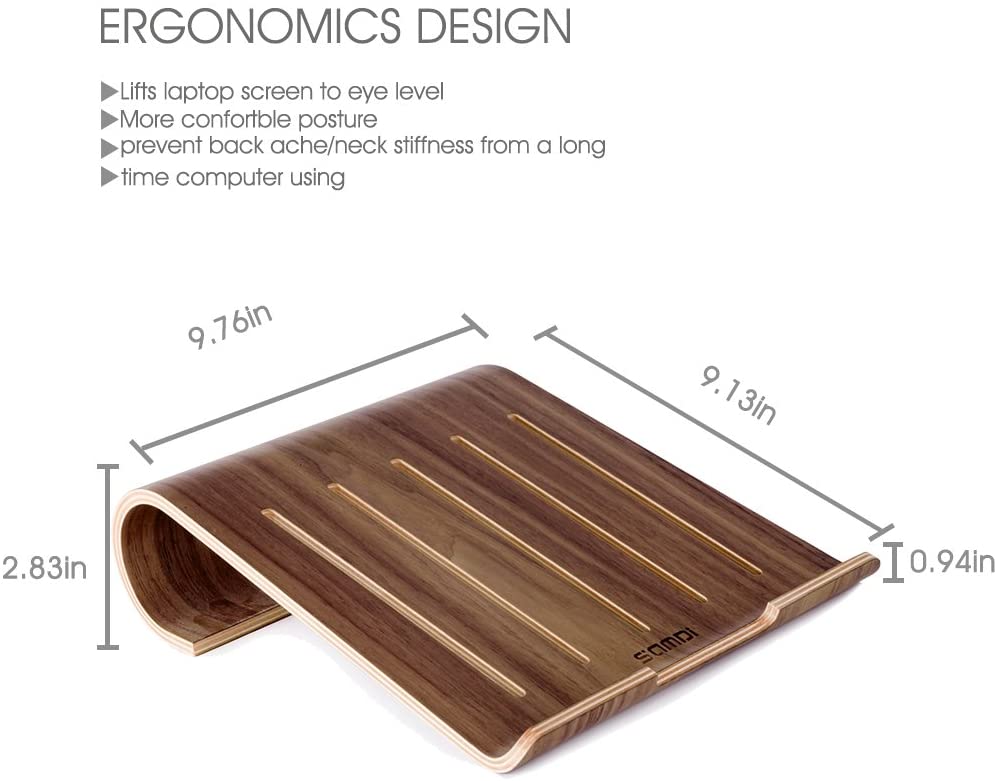 High Quality Portable Bent Wood Laptop Holder Computer Desk Wooden Monitor Stand For Home Office