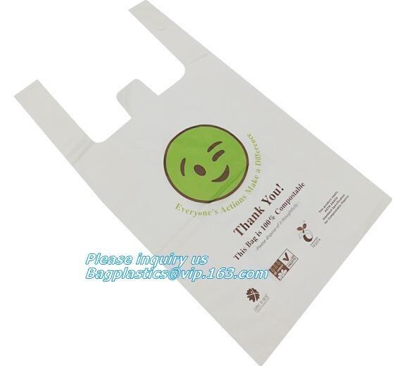 Biodegradable Plastic T Shirt Food Bag Compostable Vest Carrier Shopping Bag,