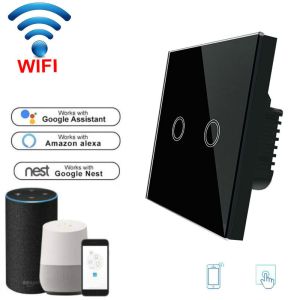 Wireless WiFi Touch Switch interruptor wifi Wall Light Switch with Glass Panel