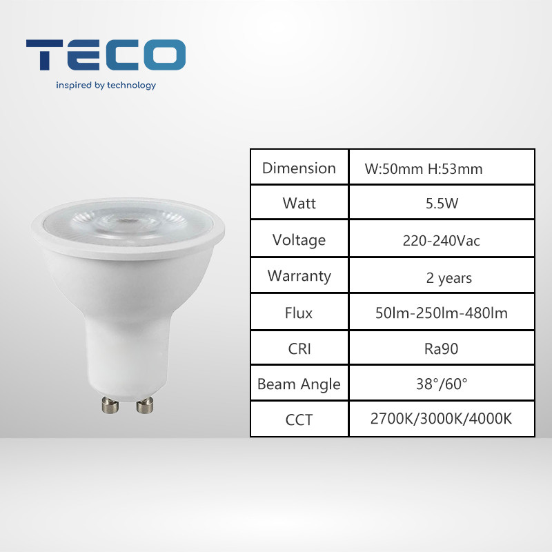 5Watt RA90 GU10 LED Spotlight Bulbs With Wall Switch 3 Step Dimming CE Certified