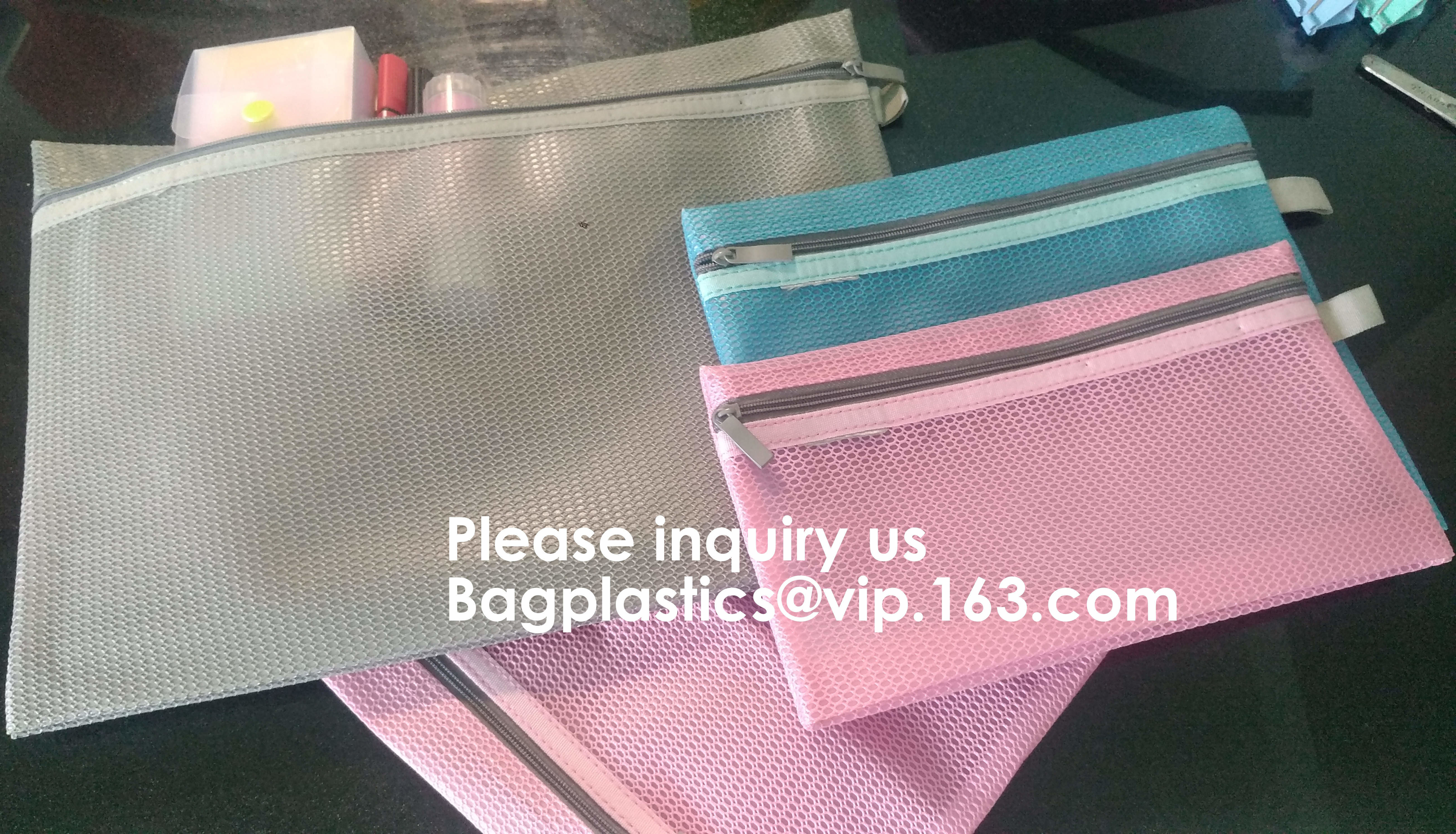 PVC A4/A5/A3 Waterproof Mesh Transparent Zipper File Folder Bag,A4 Double Zipper Mesh File Storage Bag With Color