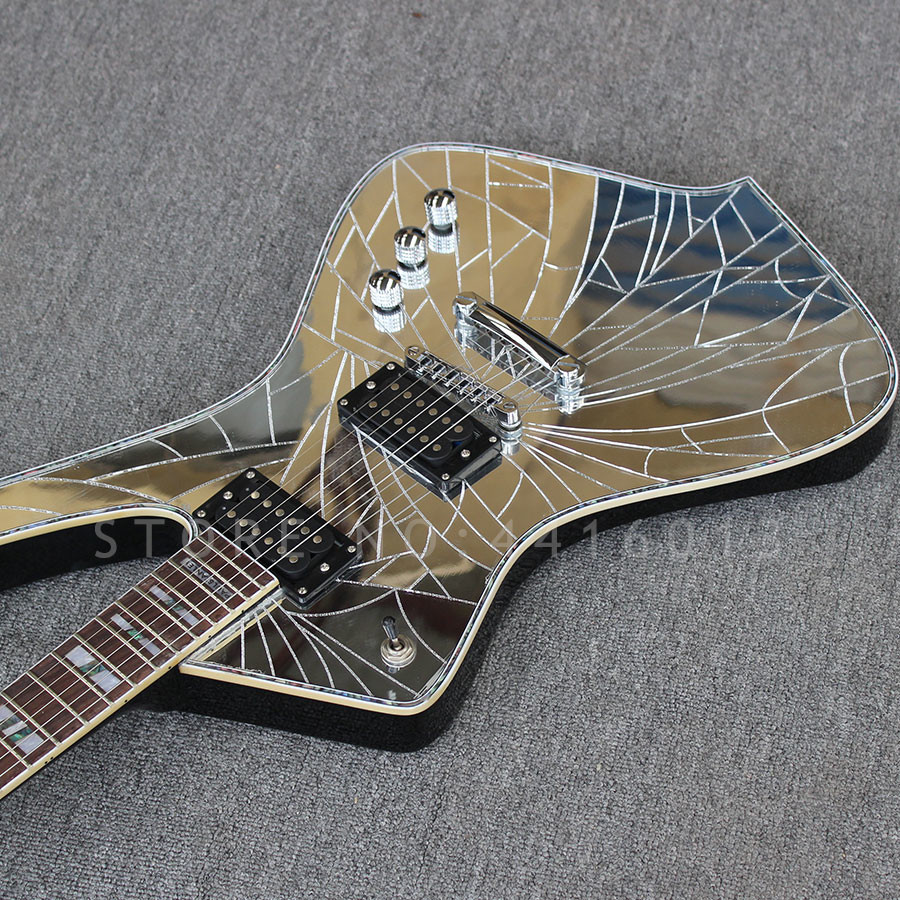 Custom Purple Gold Sliver Cracked Mirror ICEMAN Stanley Electric Guitar Abalone & Cream Body Binding Guitar