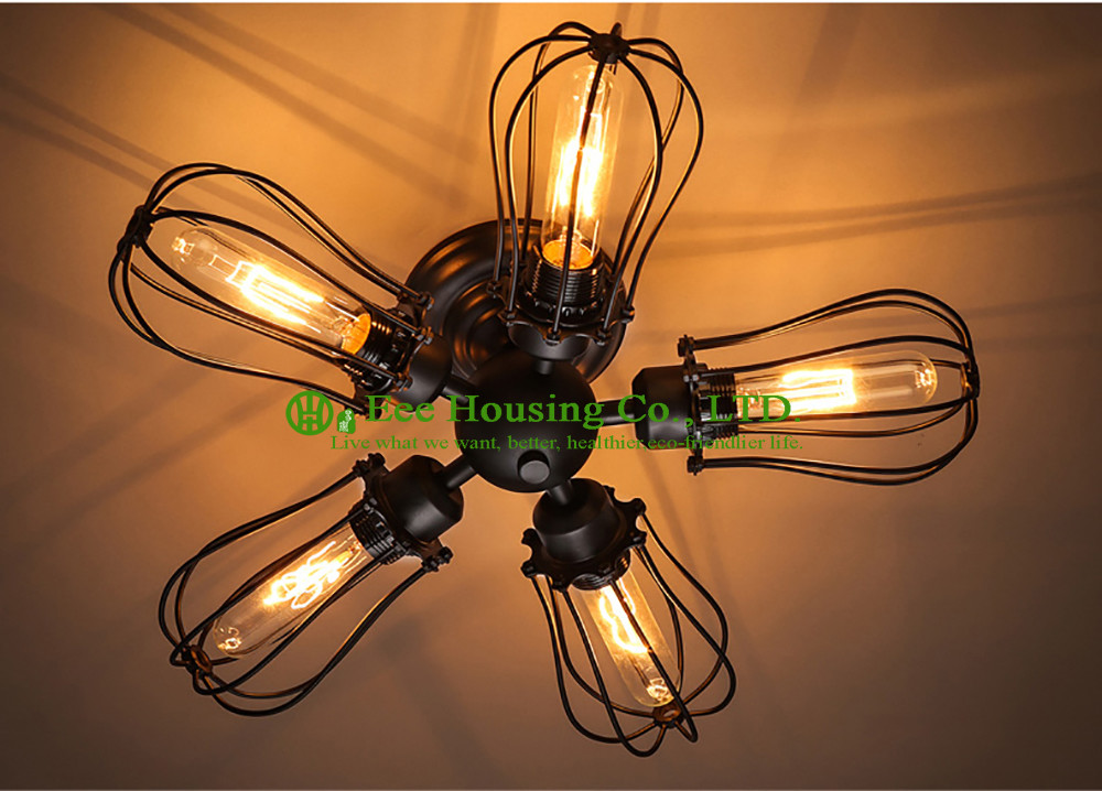 Unique High Quality Chandelier Ceiling Lamp 5 Bulbs with iron lampshade