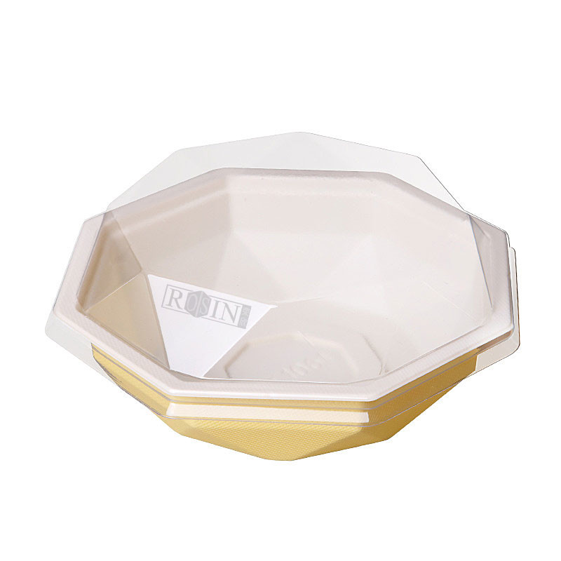 Customized octagonal PET white plastic thermoformed tiramisu cheese pudding cake container with lid