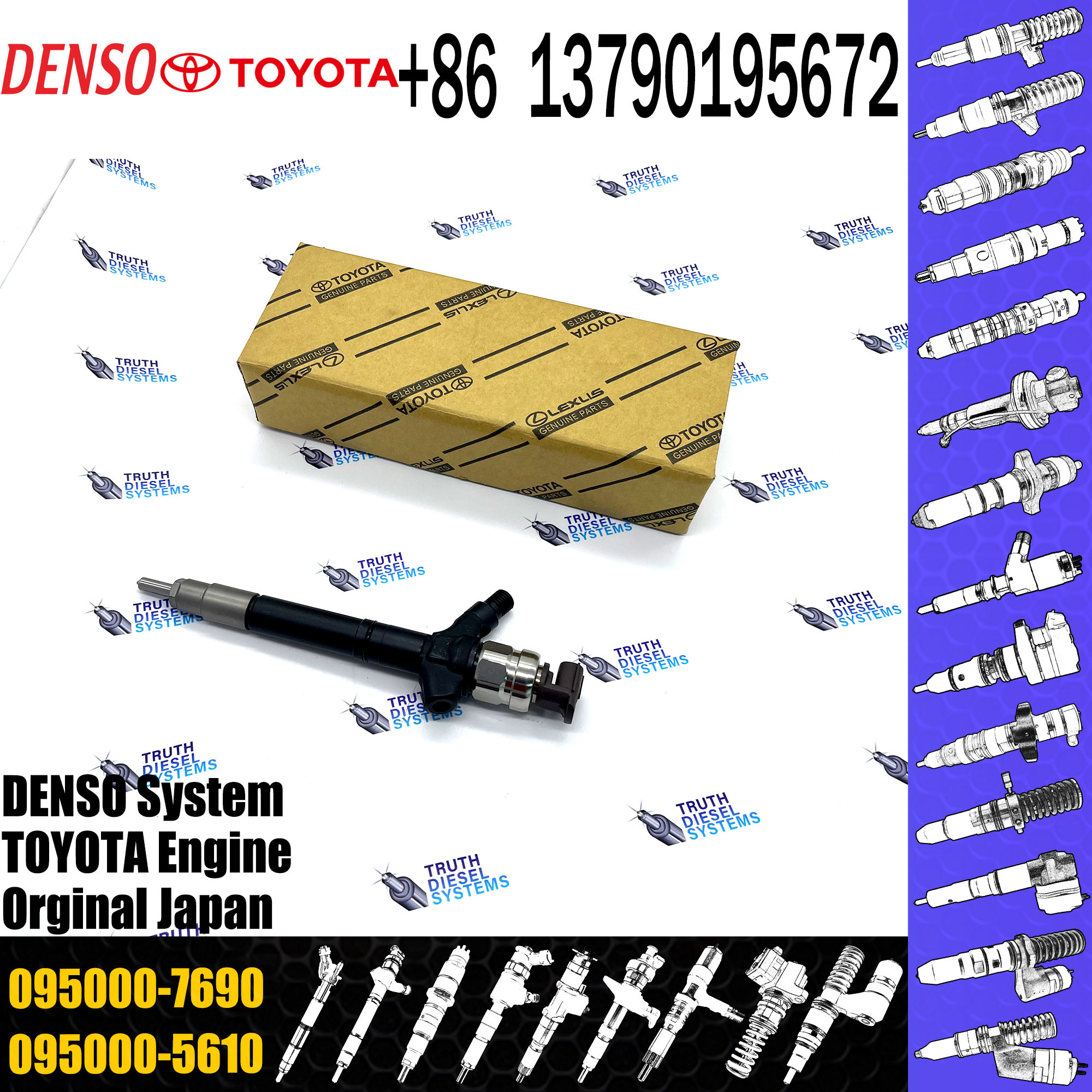 095000-7690 0950007690 Common Rail Injector DCRI107690 23670-09270 23670-0R050 For Toyota RAV4 2.0 D 1AD/2AD-FTV 095000-
