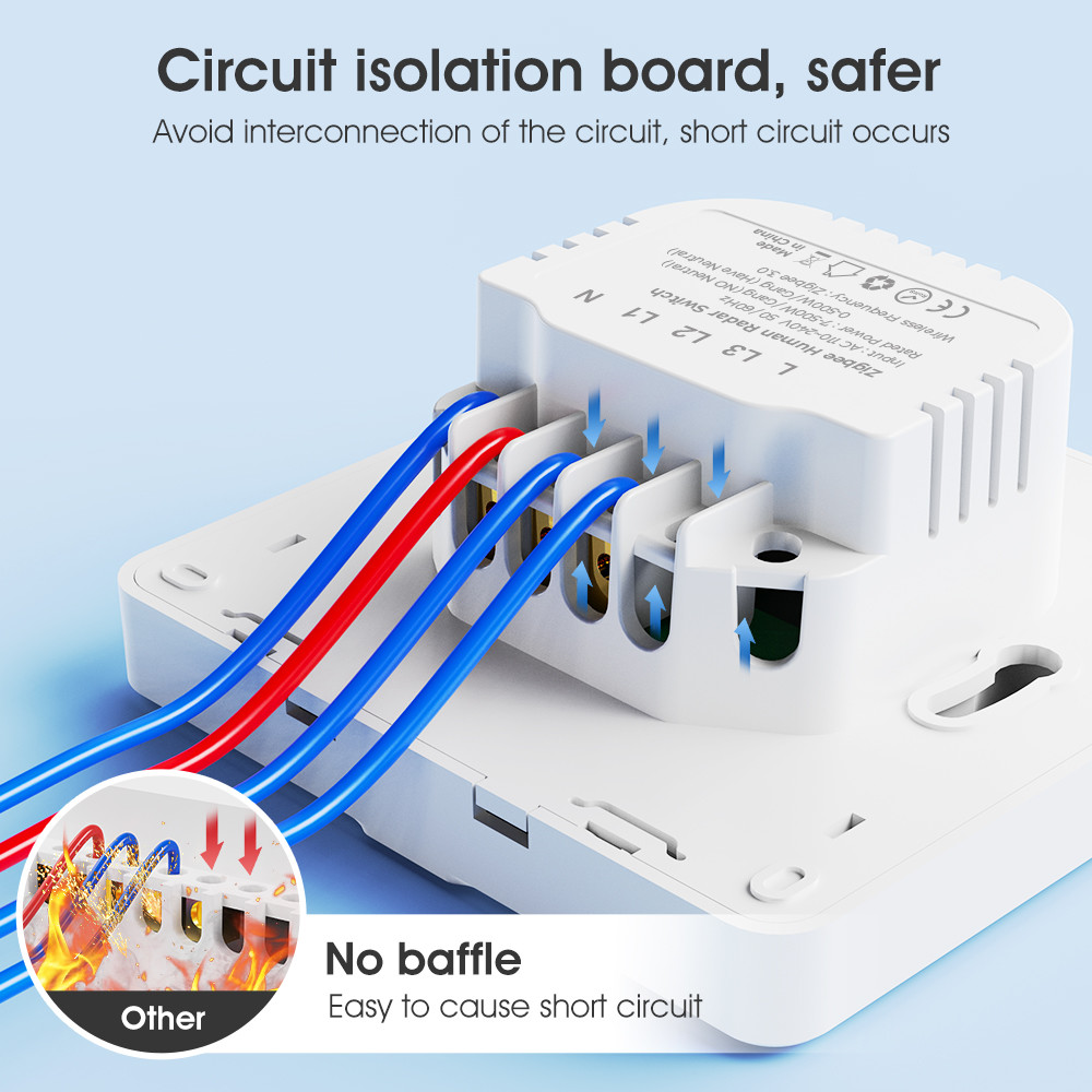 Tuya ZigBee Radar Motion Sensor Switch Sensing No Neutral Smart Home EU Wall Light Button Off No Capacitor Timing App